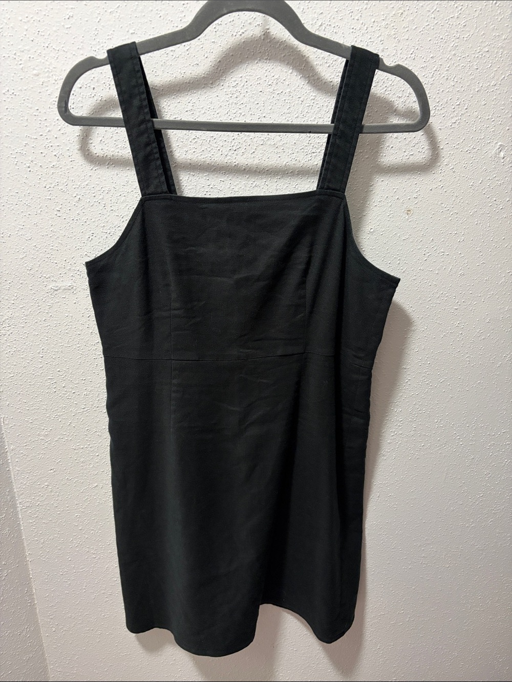 Linen Blend Black Square-Neck Sundress